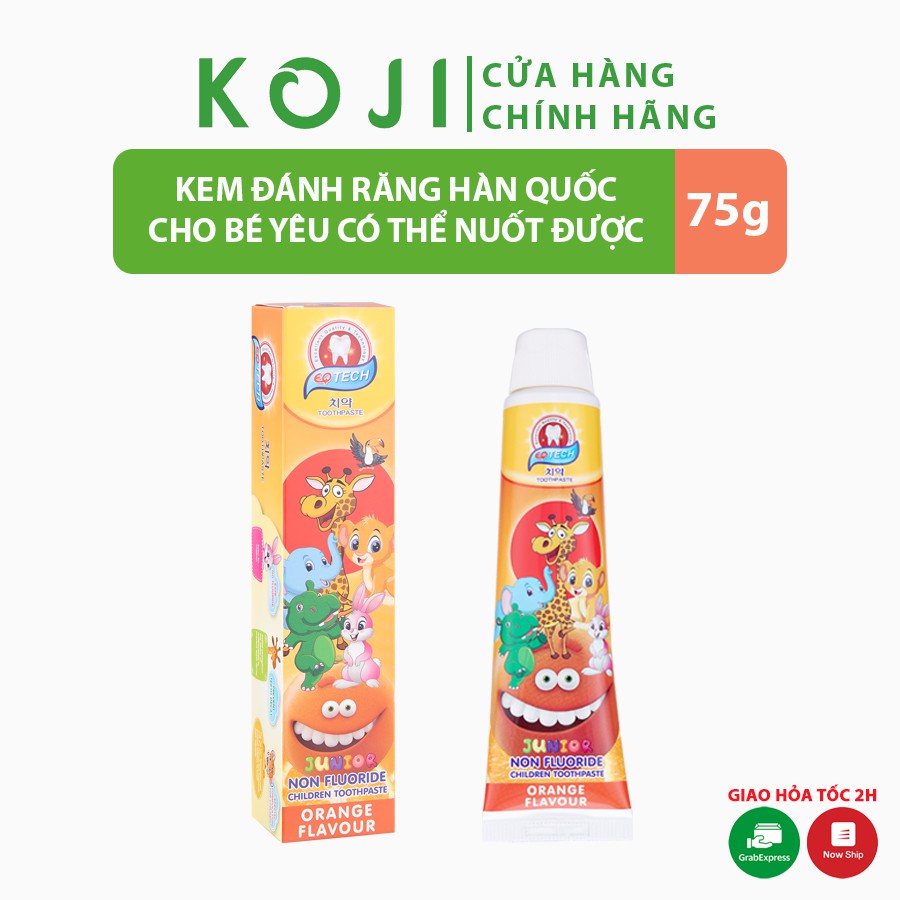 Kem đánh răng trẻ em EQ Tech kem đánh răng cho bé từ 2 đến 8 tuổi hương cam có thể nuốt được 75g