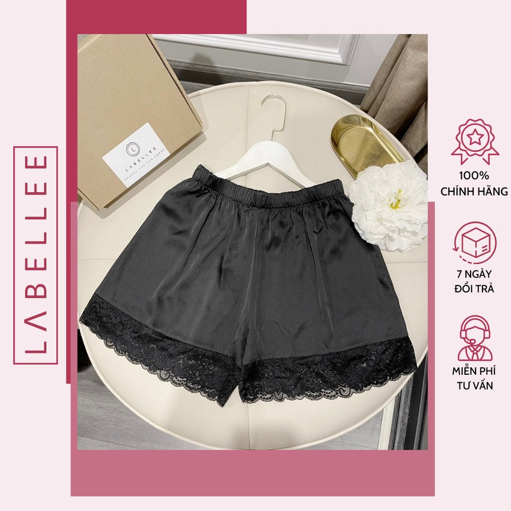 Quần short nữ mặc nhà, quần đùi lụa phối ren mềm mịn LABELLEE DL02