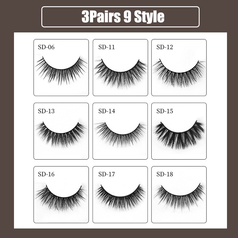 Lông mi giả MAGEFY Natural Mink 3D 3 cặp Có thể tái sử dụng