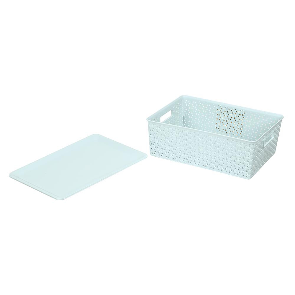 HomeBase by HomePro Thailand PLIM Giỏ đựng đồ nhựa có nắp Size M Thái Lan W38xD27xH14.5 Cm Xanh lá