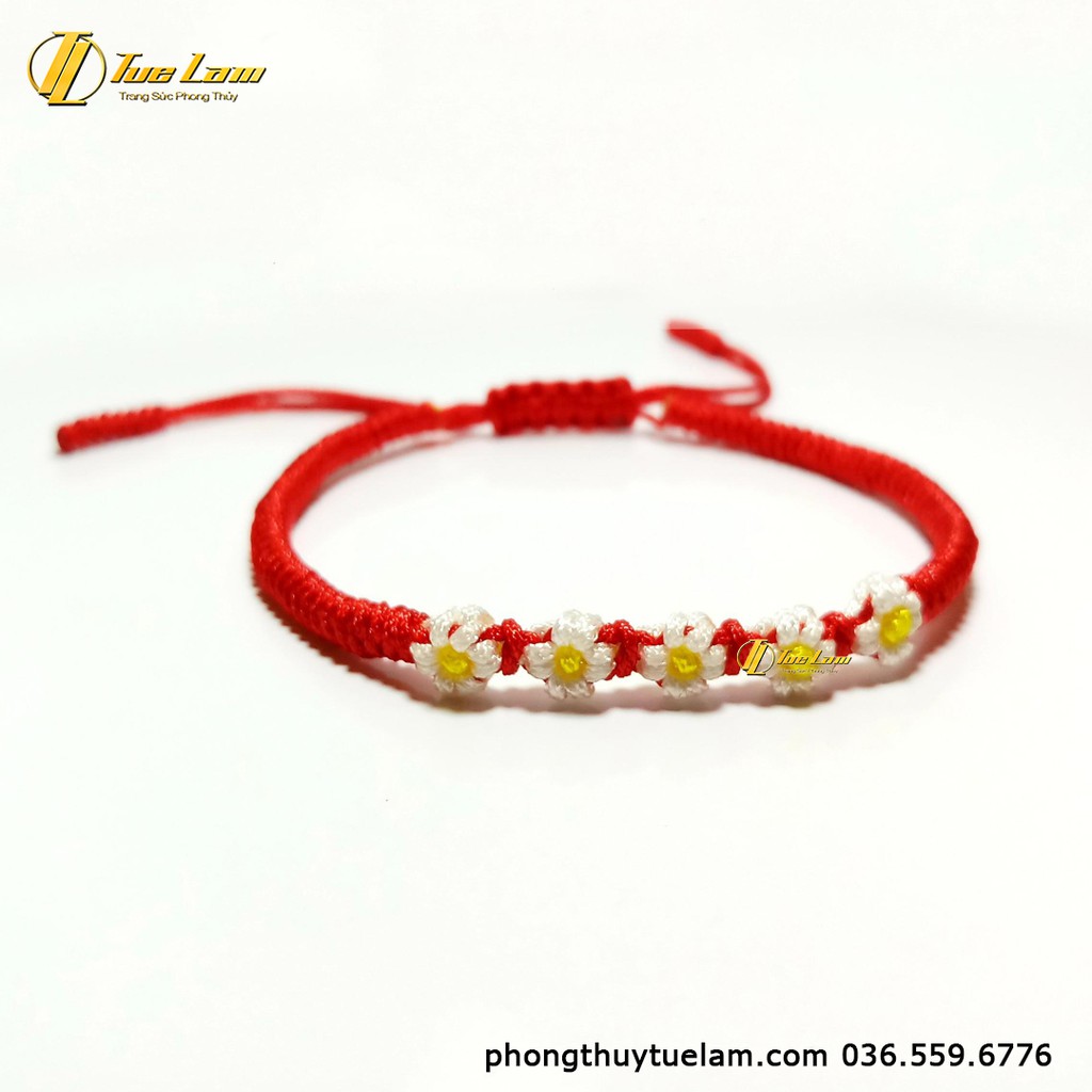 [Vòng May Mắn] Vòng chỉ may mắn bện handmade hoa nhí năm cánh đủ màu hợp mệnh