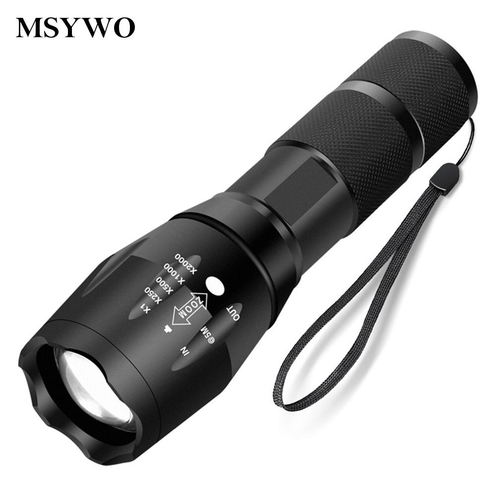 Telescopic Flashlight Long Range XML-T6 LED Torch Light Zoom For Camping Fine