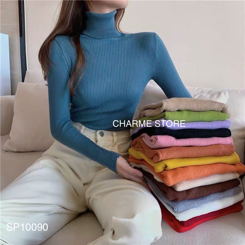Áo len nữ trơn cổ lọ thiết kế Charme 0090 | BigBuy360 - bigbuy360.vn