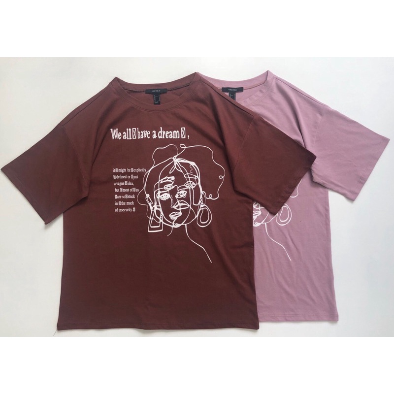 Áo cánh dơi form rộng cotton in mặt cô gái, 2 màu