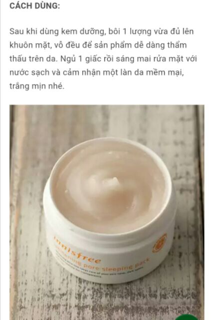 Mặt nạ ngủ Innisfree Whitening Pore Sleeping Pack 100ml