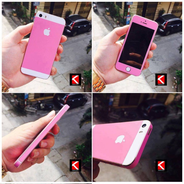 Dán skin màu hồng nhũ nhạt iphone 5/5s