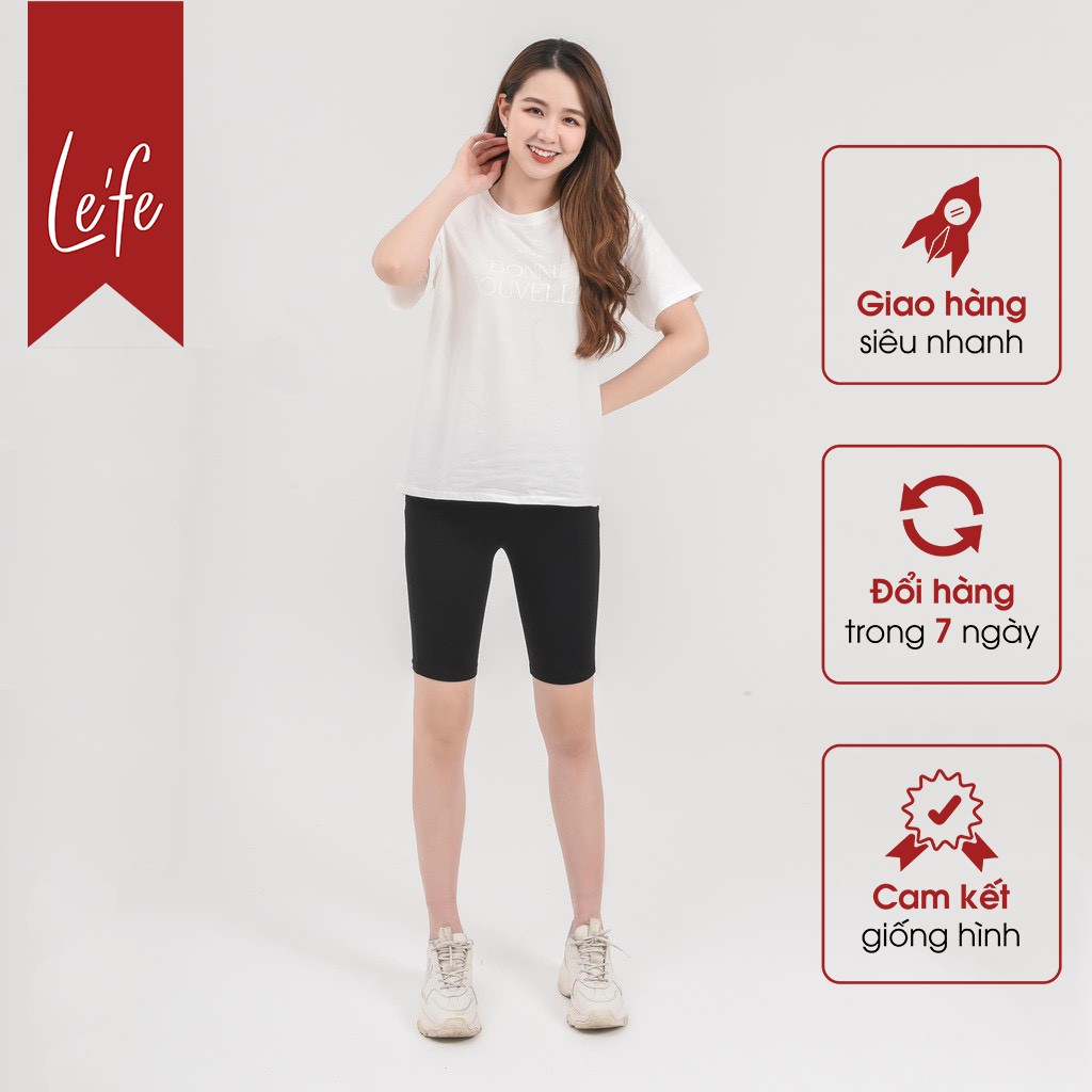 Quần legging lửng Léfe vải thun cao cấp biker nữ đùi ngố đồ mặc nhà dáng ôm bó lưng thun tập gym yoga bigsize bầu bí | BigBuy360 - bigbuy360.vn