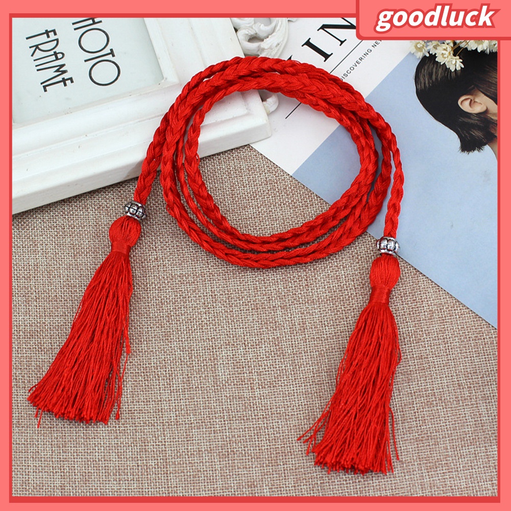 Thắt Lưng Dây Bện Phối Tua Rua Thời Trang Cho Nữ