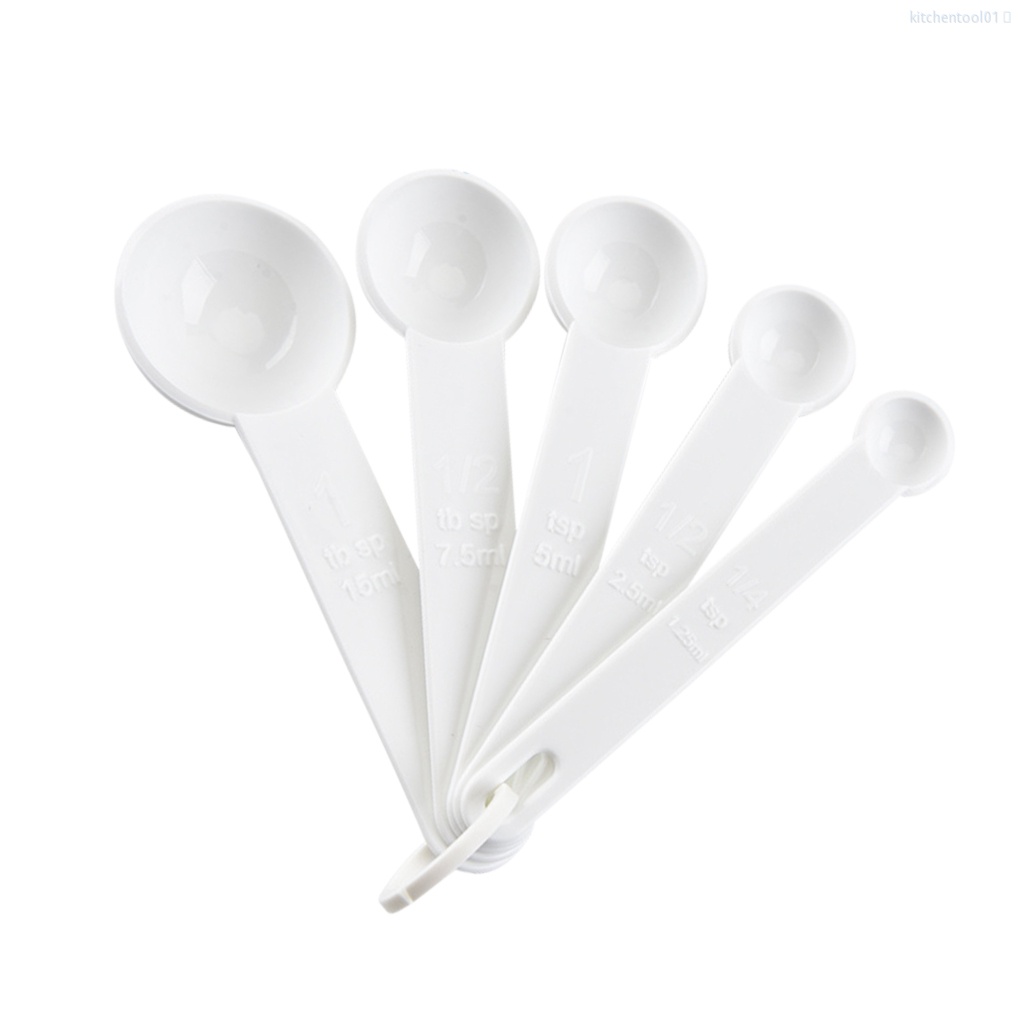 Set 5 Muỗng Đo Lường Gia Vị Bằng Nhựa Màu Trắng Dùng Trong Nhà Bếp Diytool01