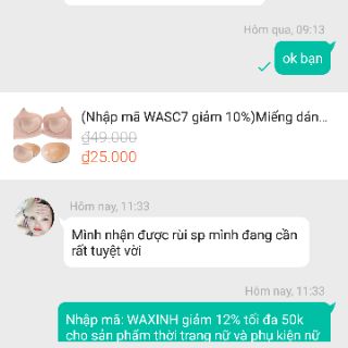 Miếng dán đệm ngực silicon (1 đôi)