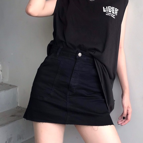 [Mã SKAMCLU7 giảm 10% tối đa 50K đơn 0Đ] Váy Black Denim mini skirt 20decemberjeans mã 1048