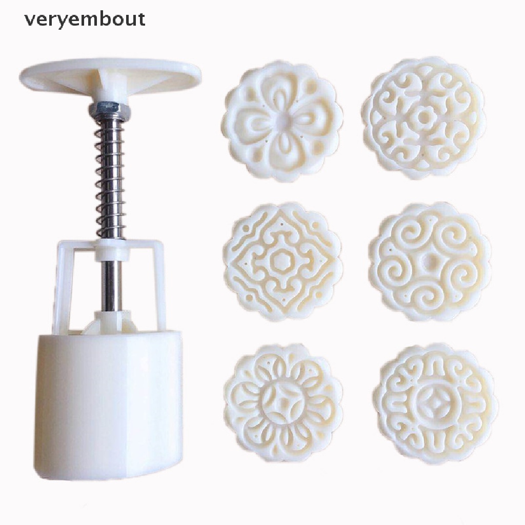 ut 6pcs/set Flower Shaped Mooncake Mold Cake Mold Hand Pressure Fondant Moon n