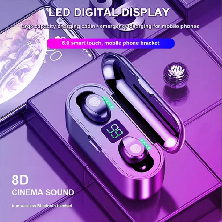 Tai nghe Bluetooth F9 Cảm Ứng, Công Nghệ Lọc Tiếng Ồn CVC Âm Thanh Vòm 8D Chuyên Game