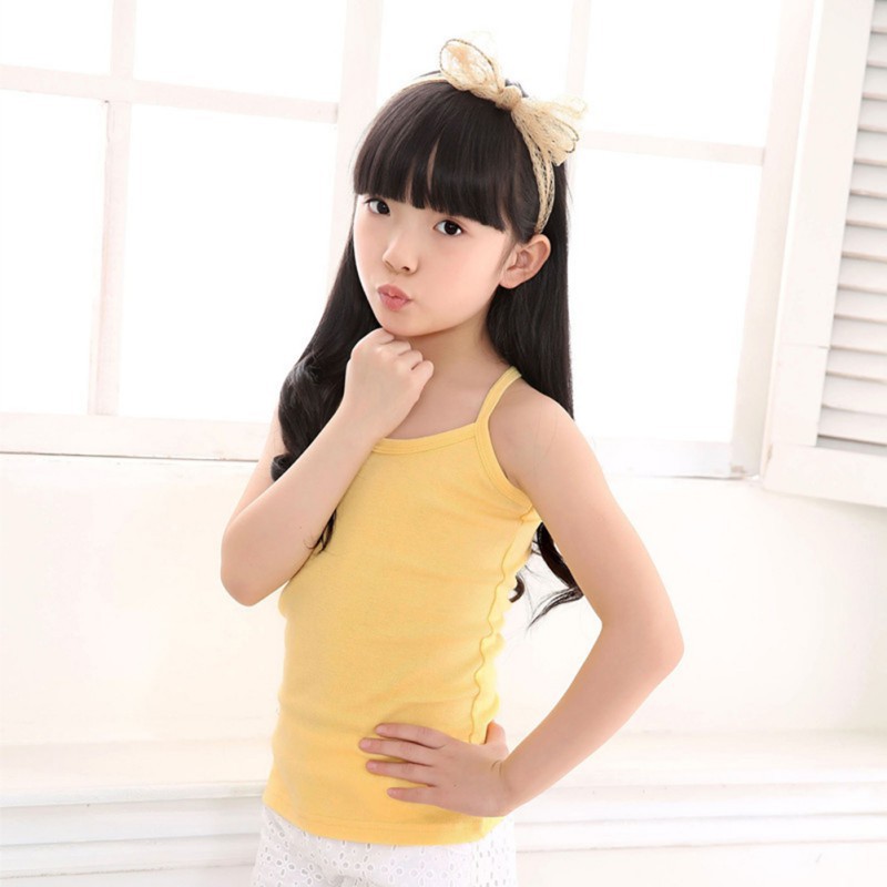 Áo cotton sát nách màu trơn cho bé gái