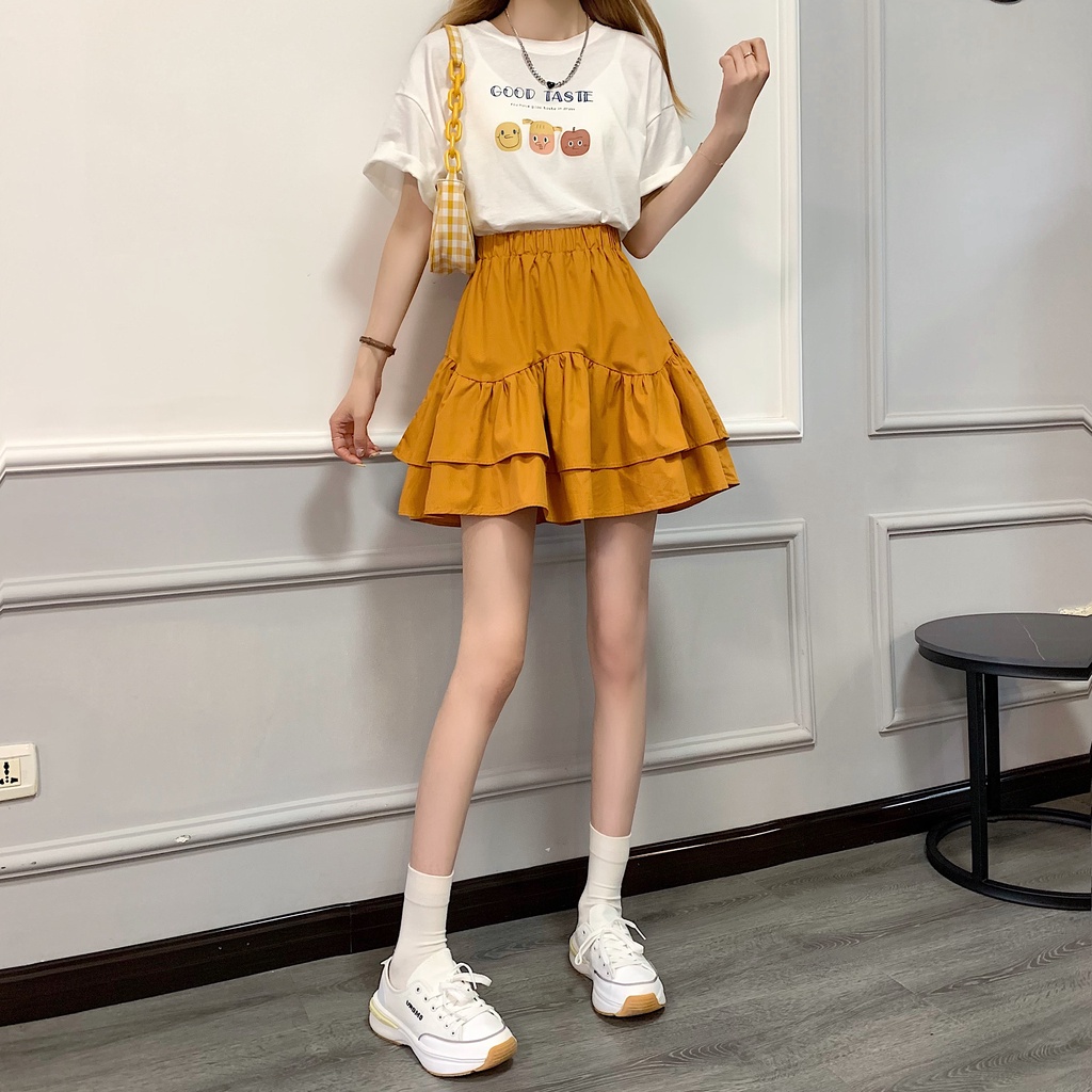 Xiaozhainv Chân váy chữ A lưng cao 4 màu phong cách mùa hè Hàn Quốc tùy chọn | BigBuy360 - bigbuy360.vn