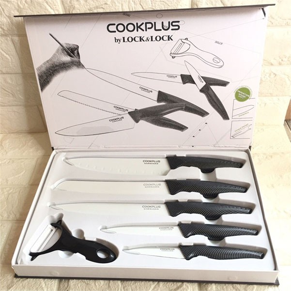 Bộ Dao 6 Món Lock&amp;Lock Cookplus CKK101S01 Chất Liệu Lúa Mạch Kháng Khuẩn, Bộ Dao Nhà Bếp 6 Món Lock&amp;Lock