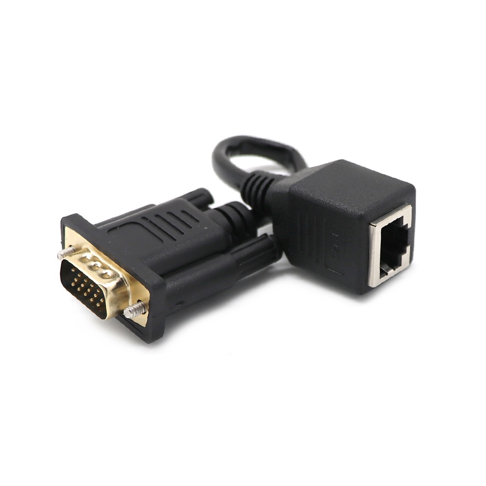 Dây cáp LAN CAT5 CAT6 chuyển đổi VGA sang RJ45 chuyên dụng màu đen