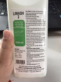 dung dịch sát khuẩn rửa tay nhanh LIWASH*2 -500ml khô tay nhanh mà không khô da hàng công ty dược