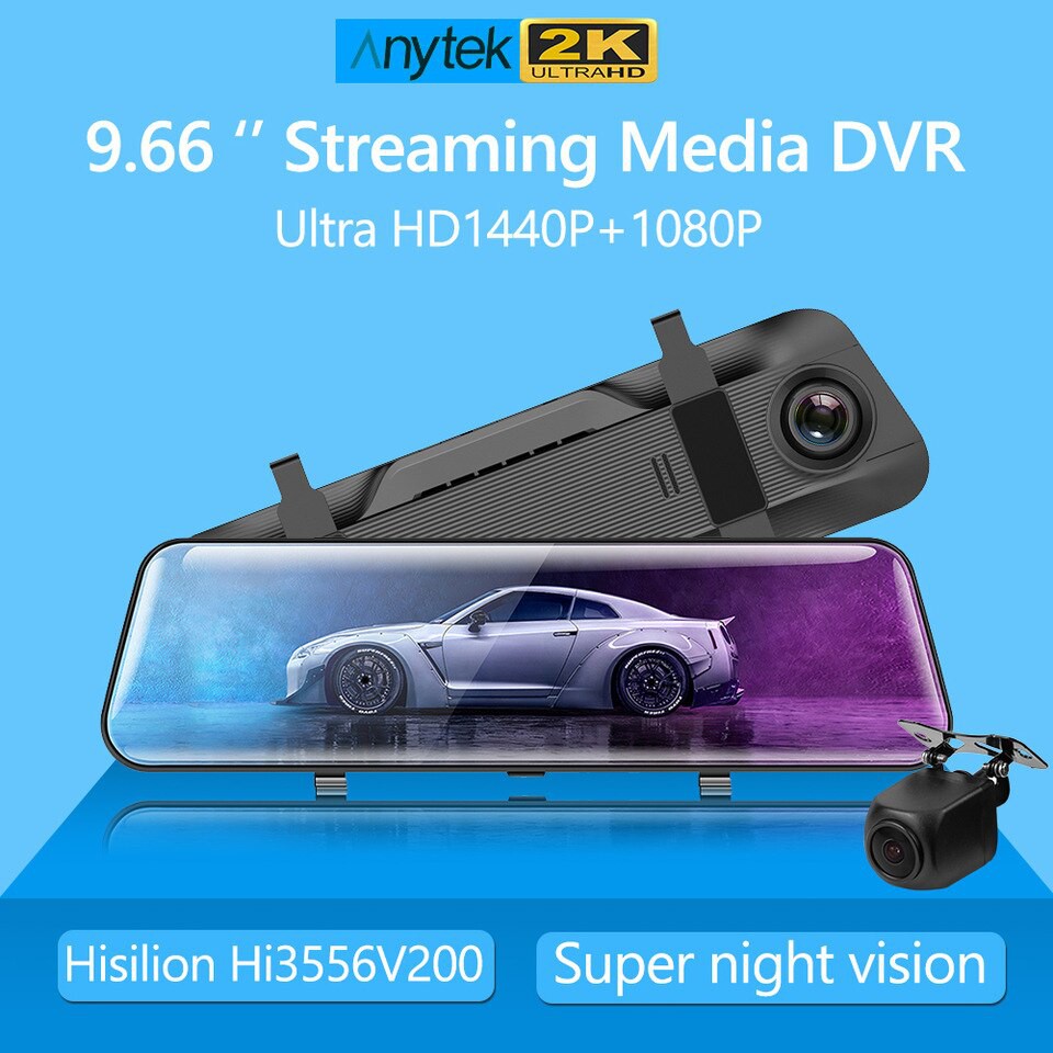 Camera Hành Trình Gương Anytek A26 Quay 2K UHD Màn Hình Cảm Ứng 10 Inch