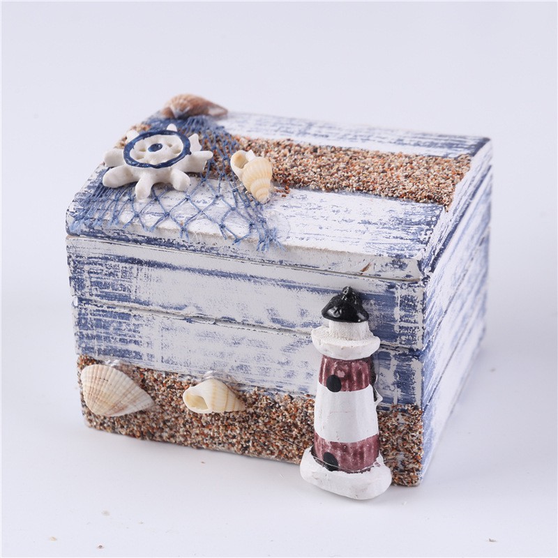 Hộp gỗ mini để đồ size max 7.5cm - Decor đồ trang trí theo phong cách biển Địa Trung Hải