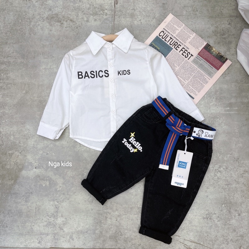 Áo sơ mi trắng sành điệu cho bé trai