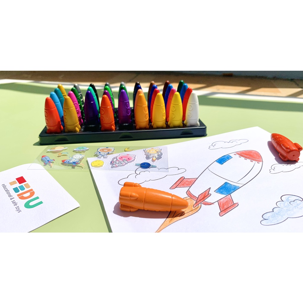 Sáp màu thiết kế hình Tên Lửa Tedu - set 36 màu an toàn