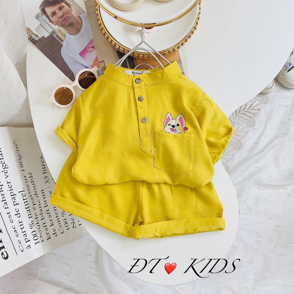 Đồ bộ quần áo đùi cọc tay cho bé bé gái, bé trai chất đũi đẹp chuẩn loại 1 size 7-19kg cực sang