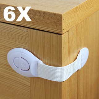 IE❤6PCS Baby Safety Lock Cabinet Door Drawer Lock Kids Care Straps With 3M Tape