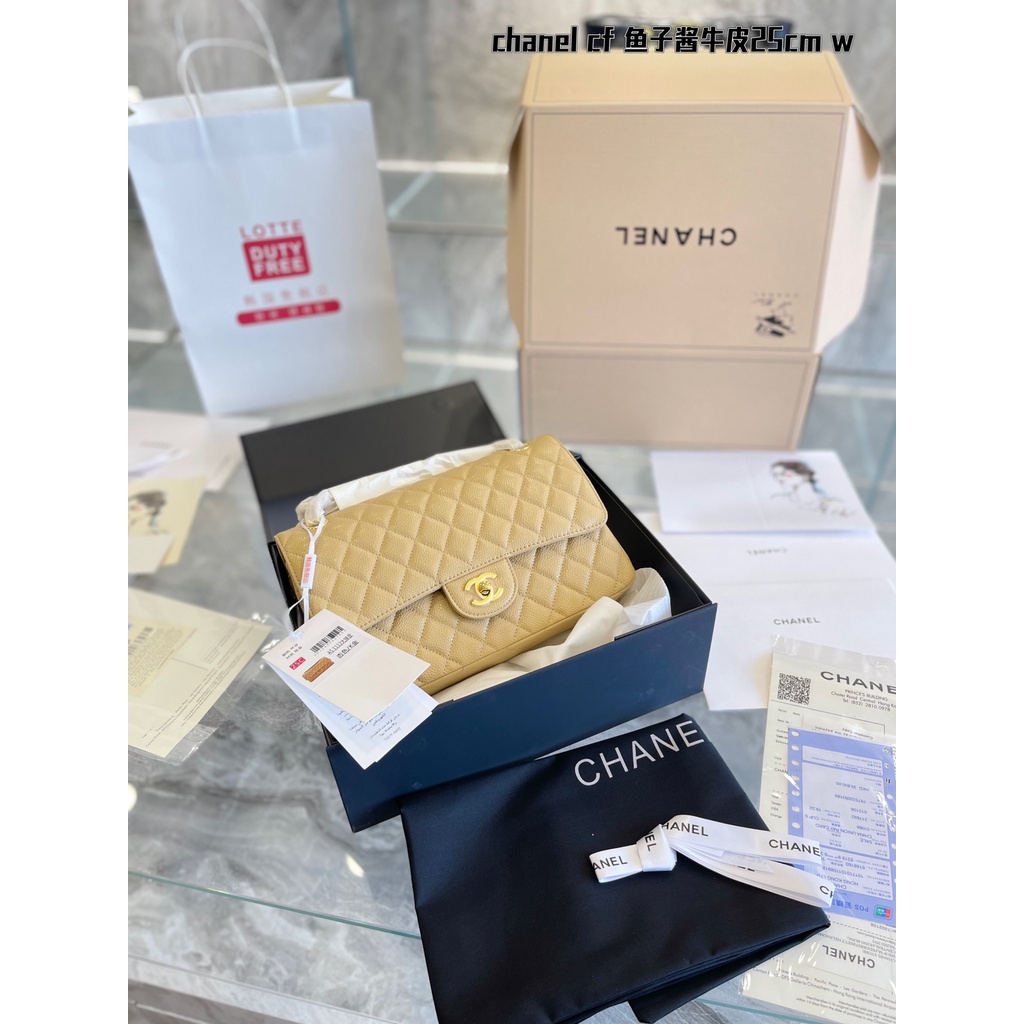 Túi xách nữ da thật Channel vân hạt, màu sắc nhã nhặn, thanh lịch