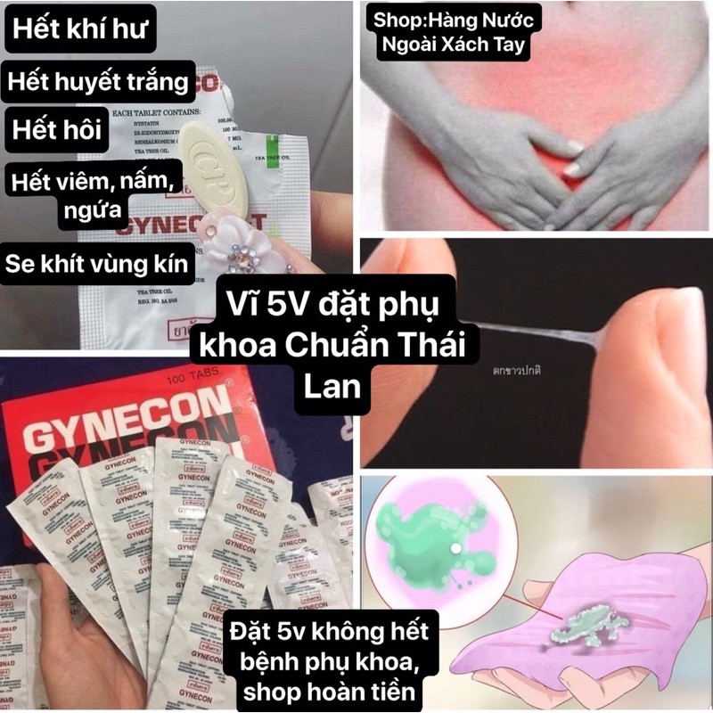 [CHỈ BÁN HÀNG THÁI]COMBO 5V ĐẶT PHỤ KHOA GYNECON TRÀ XANH THÁI LAN SẴN FREESHIP [CHE TEN] [GIAO NOWSHIP] [BHANH 10 NGAY]