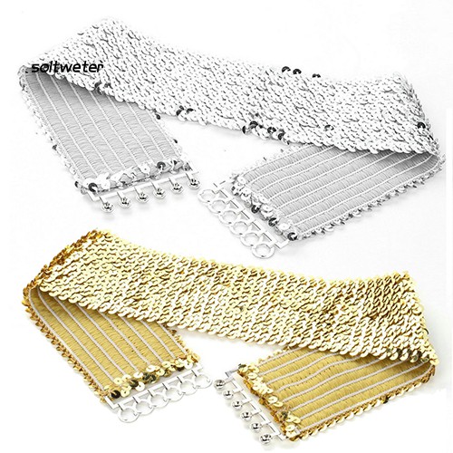 Thắt Lưng Đính Kim Sa Lấp Lánh Co Dãn Cho Nữ