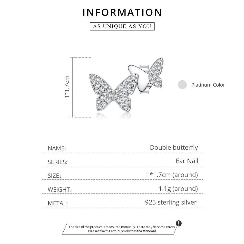 BAMOER 1 Bông Tai bạc 925 HìNh BướM ĐíNh Đá CZ Sb1068