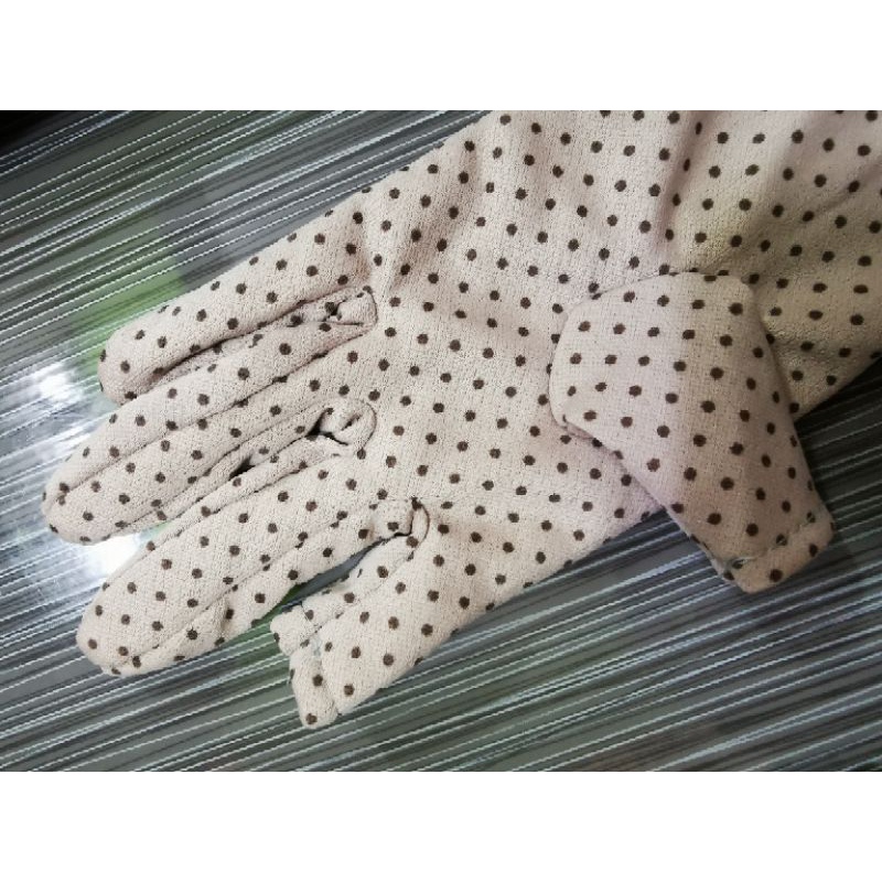 Bao tay chống nắng cotton chấm bi 3 tấc 2 lớp