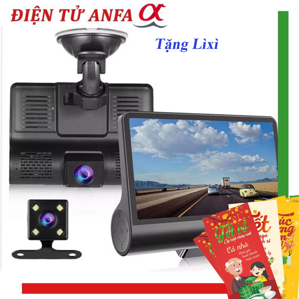 Camera hành trình ô tô 3 mắt X005 4 inch fullHD 1080p , camera sau chống nước - BM31 - BẢO HÀNH 6 THÁNG /uy tín