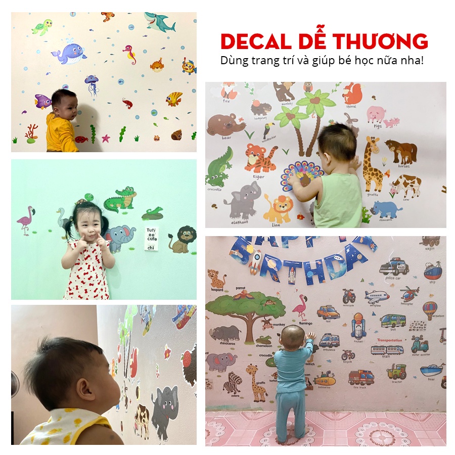 Giấy dán tường phòng ngủ decal dán tường cho bé decor trang trí dễ thương mầm non chỗ vui chơi - Xưởng decor 0301