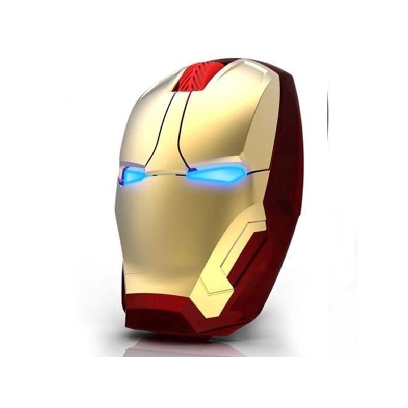 Chuột không dây dùng để chơi game hình nhân vật Iron Man 2.4G 4D 3 LED sáng tạo