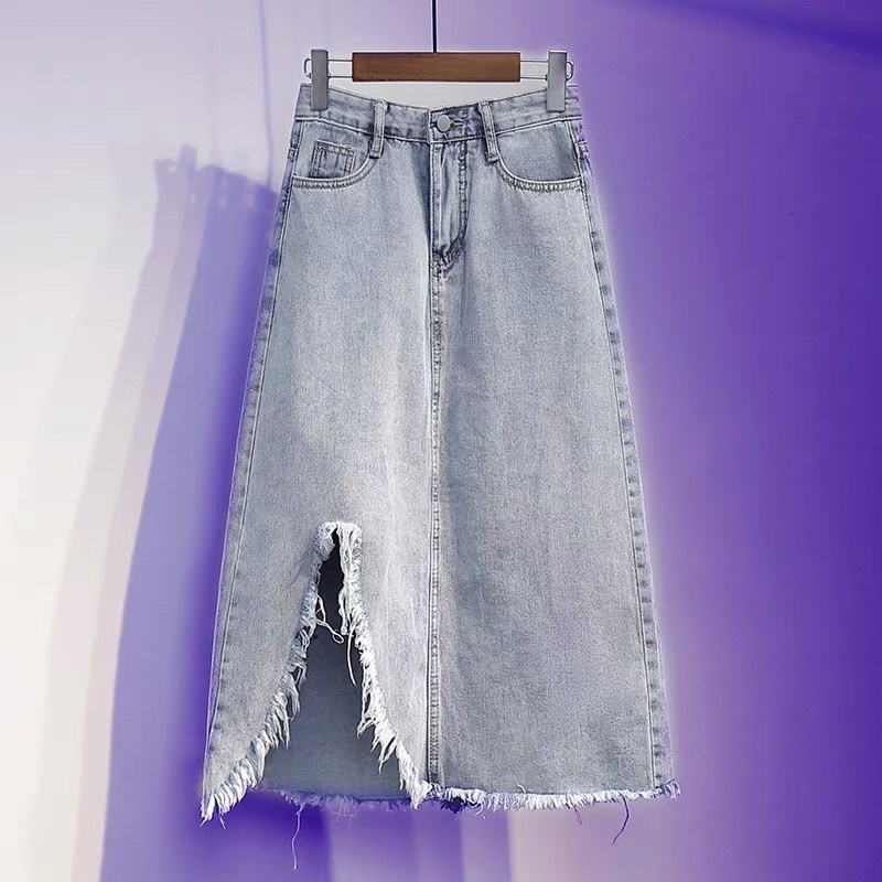 chân váy jeans xẻ bên bigsize (order)