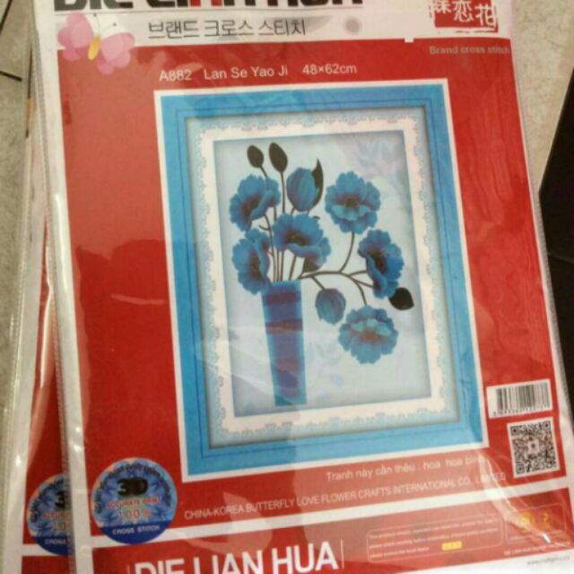 Freeship 99k TQ_Tranh thêu bình hoa