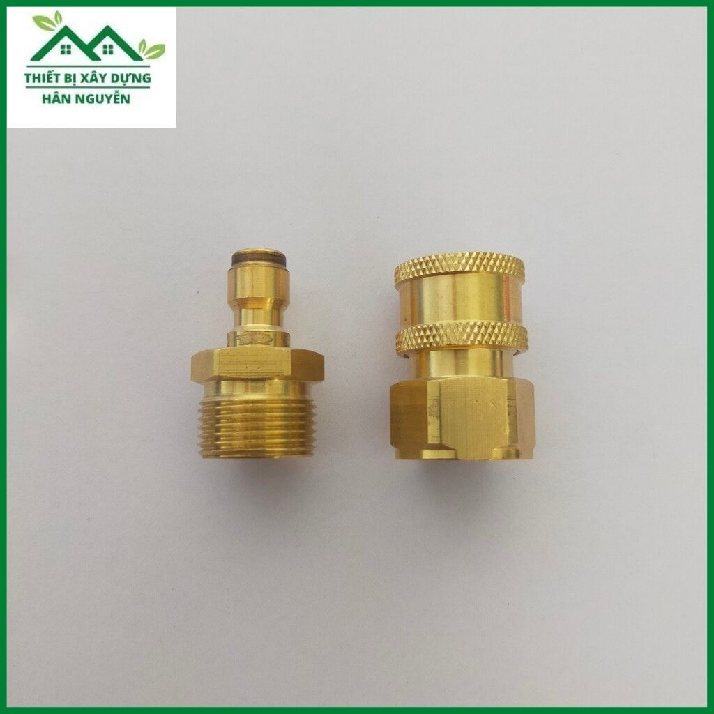 Bộ khớp nối nhanh máy rửa xe bằng đồng thau ren 22mm,khớp nối nhanh ống nước và súng xịt rửa xe