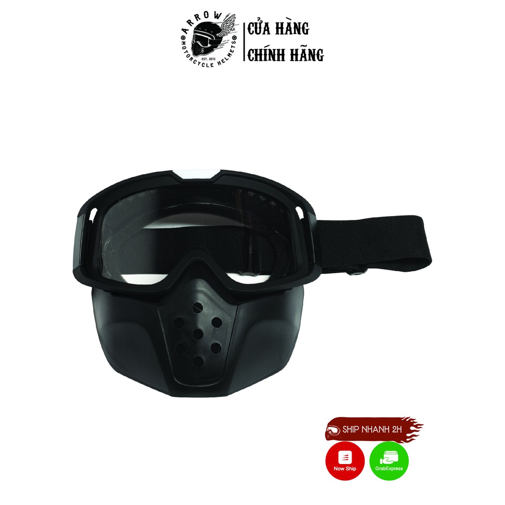 Mặt nạ gắn nón bảo hiểm Dmask III đen, chống UV - Arrow