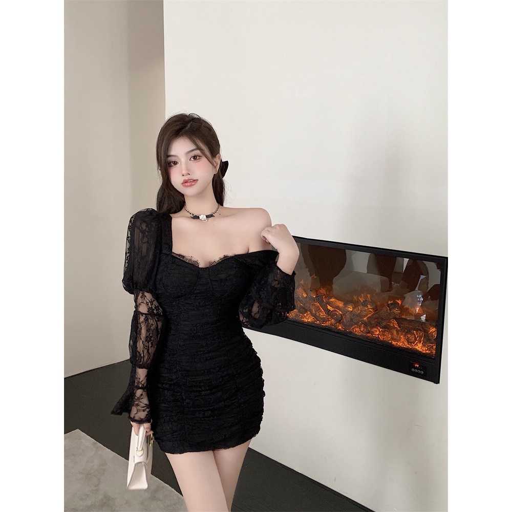ĐẦMM REN BODY NHÚN TAY PHỒNG 2 LỚP QUẢNG CHÂU CAO CẤP