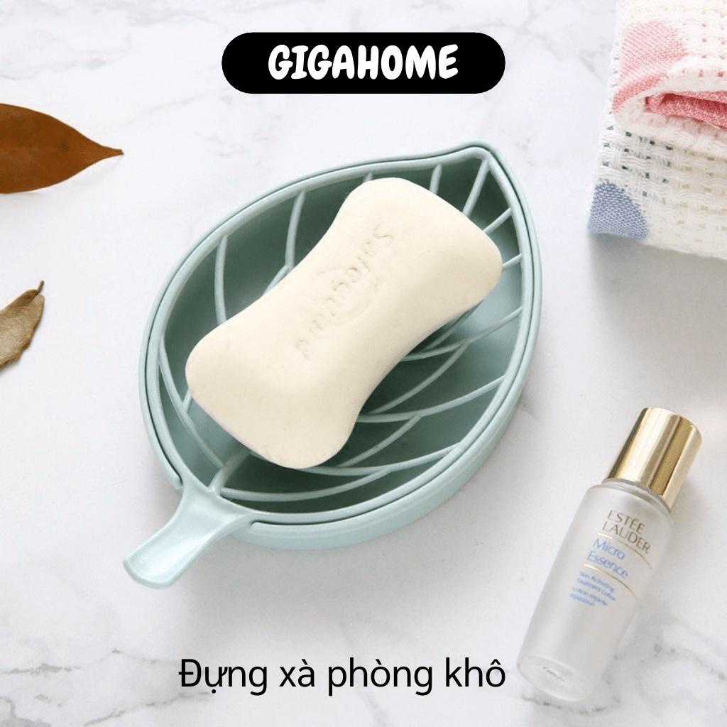 Khay đựng   GIÁ VỐN]   Khay đựng xà phòng hình chiếc lá 2 lớp giúp xà phòng luôn khô ráo, không bị dính nước 4718