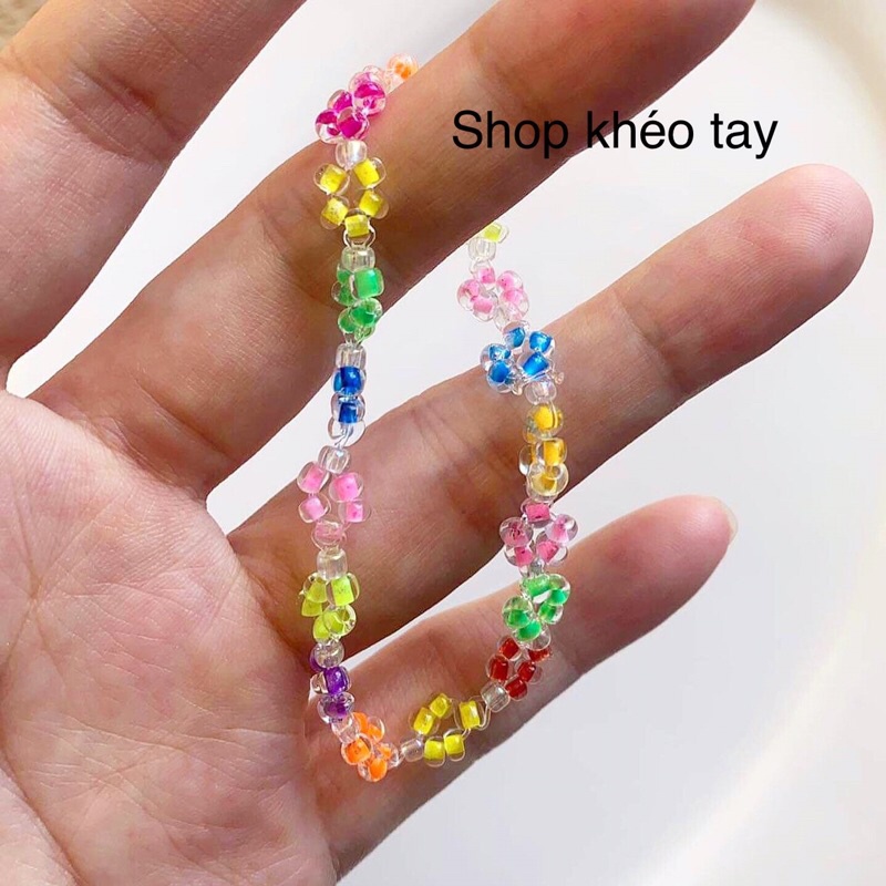 Vòng tay hạt cườm pha lê: Hoa mùa xuân