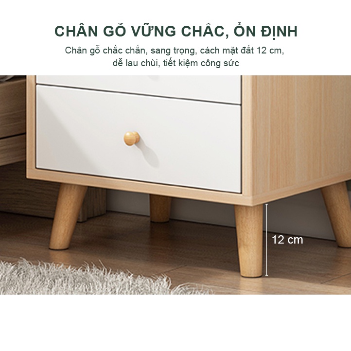 Tab đầu giường IGA ngăn kéo 2 tầng phong cách nordic - GP172