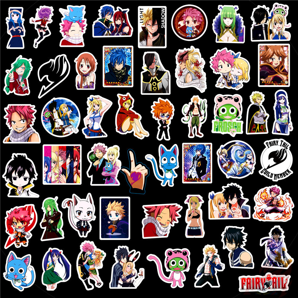 ❉ Fairy Tail - Series 05 Anime Natsu Lucy Erza Happy Stickers ❉ 50Pcs/Set Waterproof DIY Fashion Decals Doodle Stickers