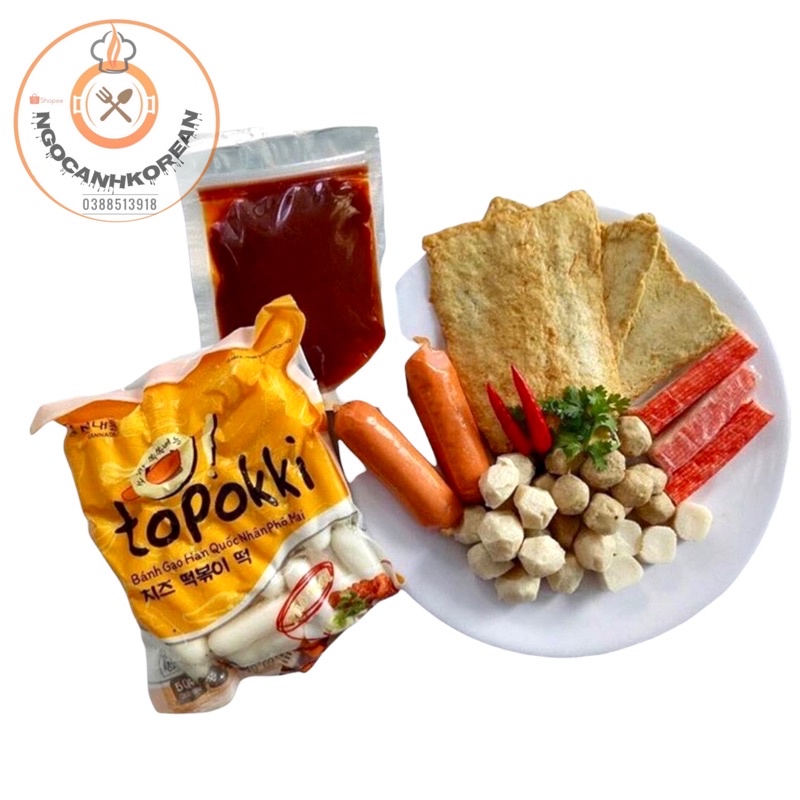 <HOT> 🤗500gr bánh gạo nhân phô mai 100gr sốt ớt cay làm tokbokki Hàn Quốc