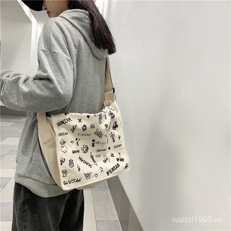 Túi Đeo Chéo Vai Bằng Nylon Thời Trang Đường Phố Nhật Bản Dành Cho Bạn Nữ