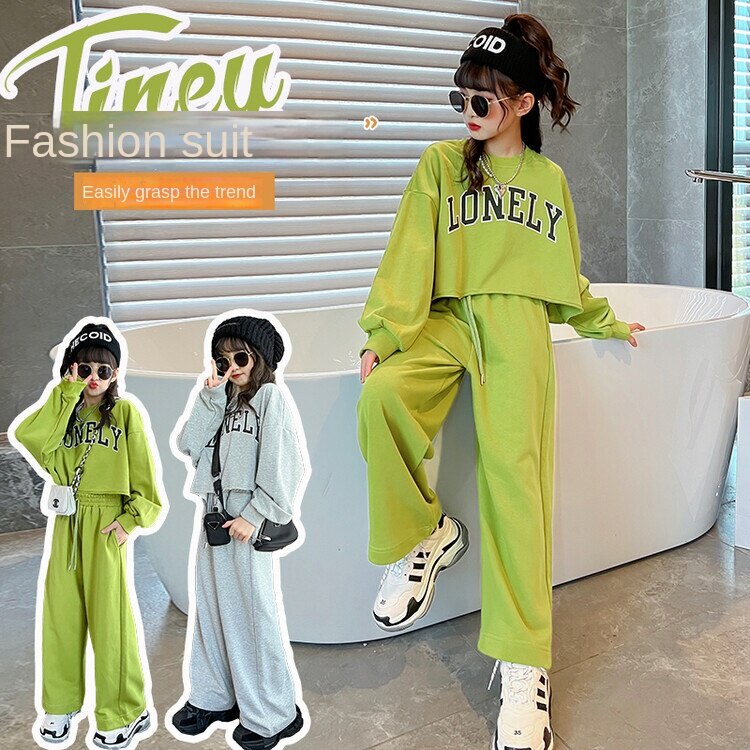 Set Đồ Thể Thao Gồm Quần Short + Áo Thun Ống Rộng Thời Trang Mùa Thu Cho Bé Gái 5-6 tuổi 7-8 tuổi 9-10 tuổi 11-12 tuổi 13-14 tuổi