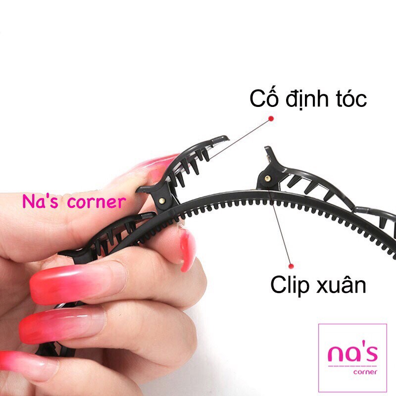 [Nhiều màu tự chọn] Cài tóc 2 lớp bờm tóc hai lớp có 8 kẹp cố định tóc