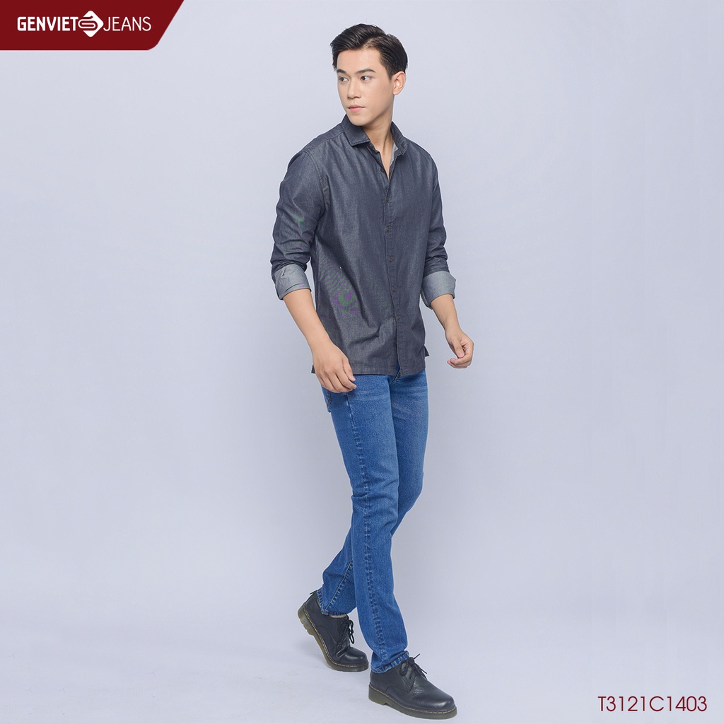 [Mã FATOP12 giảm 30K đơn 150K] Áo Sơmi Dài Tay Jeans Nam Genviet T3121C1403